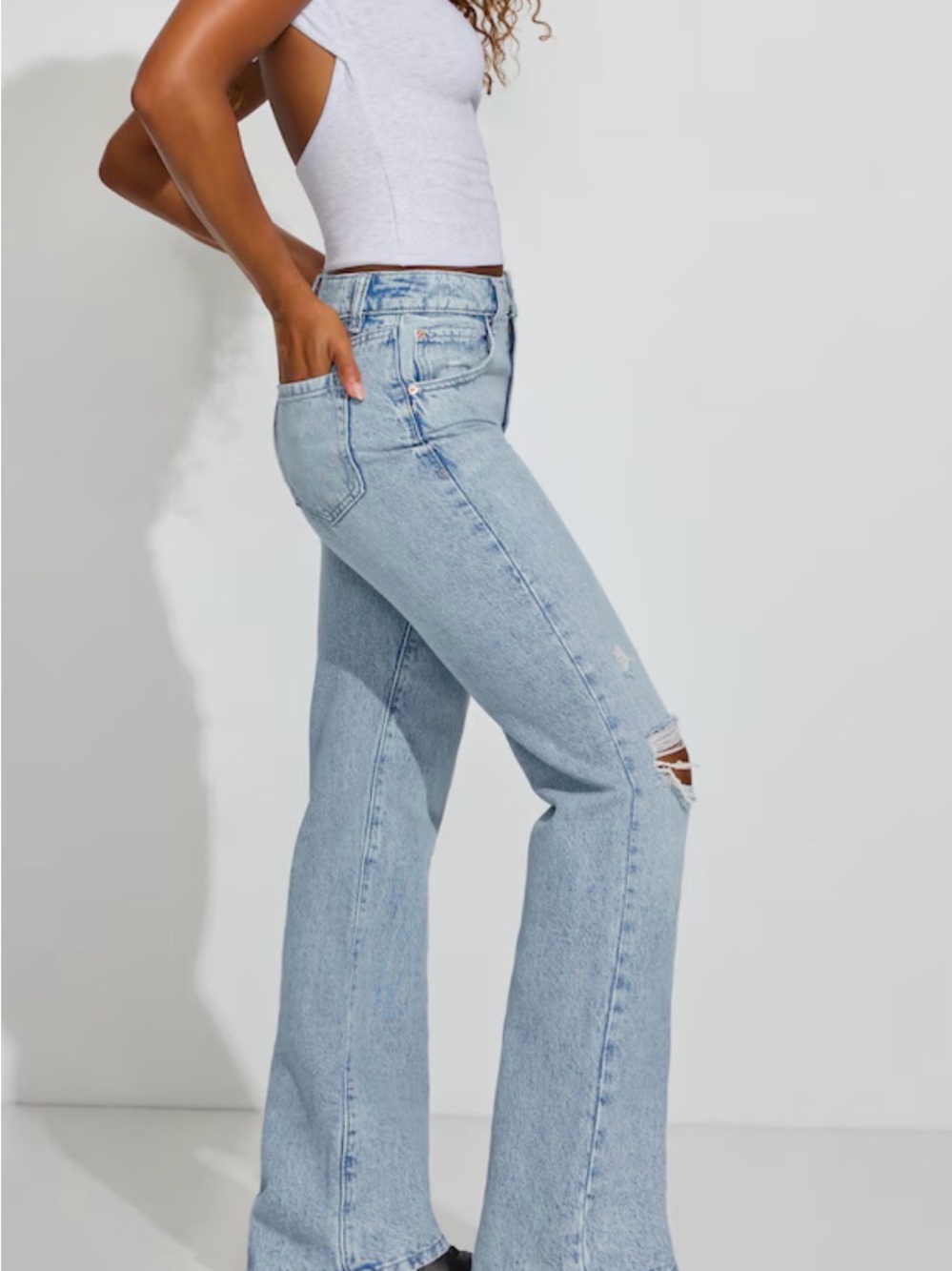 Garage vintage straight leg distressed jeans